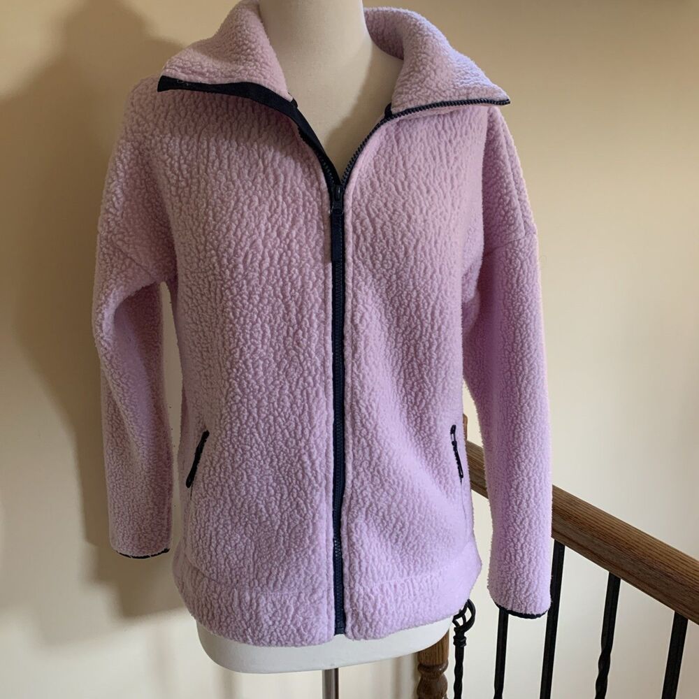 J Crew Winter Fuzzy Furry Sherpa Jacket Lilac Front Zip Size XS